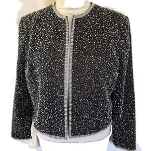 Oleg Cassini 'Black Tie' beaded party/formal/wedding jacket, Size 12-14